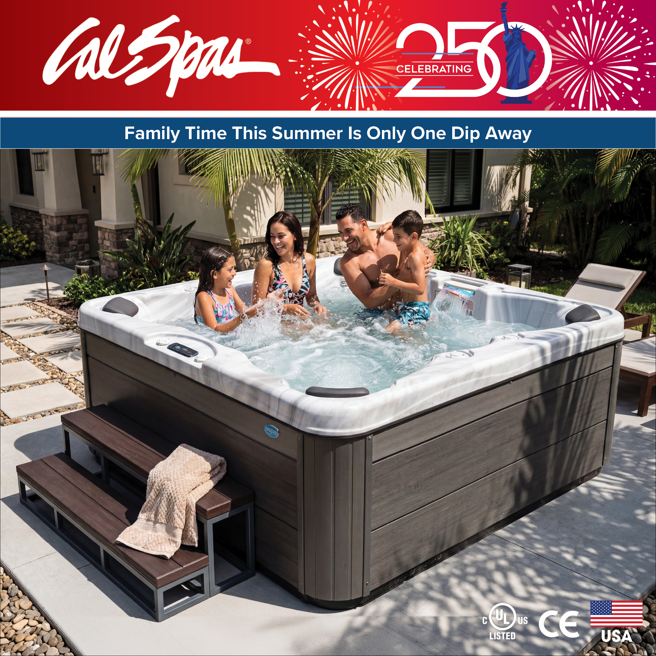Calspas hot tub being used in a family setting - Duvall

